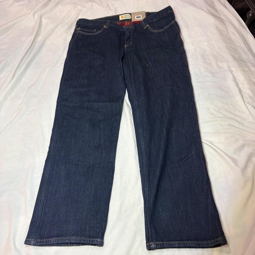 Carhartt 102729 Blaine Flannel Lined Rugged Flex Straight Leg Jeans 18 Regular